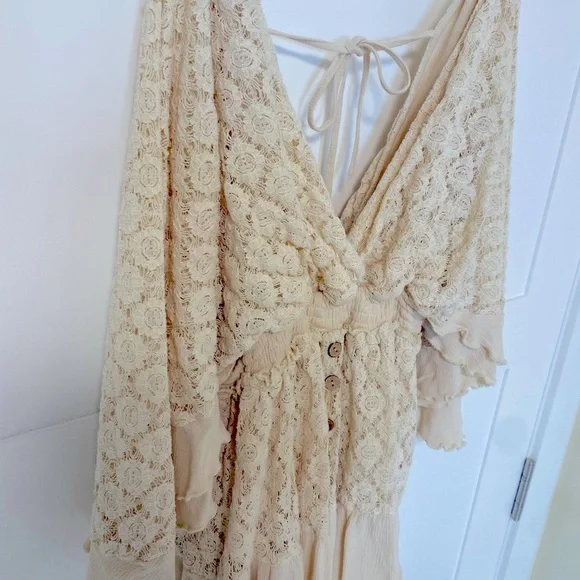 Vici Fly Far Cotton Blend Crochet Dress- Vici Vintage Crochet Romper Dress - Picture 8 of 13